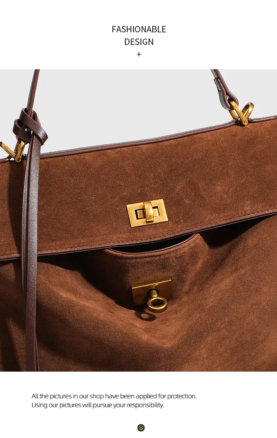 Luxury Bag Microfiber Leather Women's Bag Double lock Shoulder Slant Cross Commuting Underarm Bag Business Briefcase 44