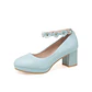 Pumps Spring and autumn fashion Round head Shallow mouth Flower Buckle Thick heel Women's shoes plus size 30-43 high 6cm - Miniatura 4