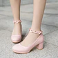 Pumps Spring and autumn fashion Round head Shallow mouth Flower Buckle Thick heel Women's shoes plus size 30-43 high 6cm - Miniatura 6