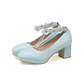 Pumps Spring and autumn fashion Round head Shallow mouth Flower Buckle Thick heel Women's shoes plus size 30-43 high 6cm - Miniatura 7