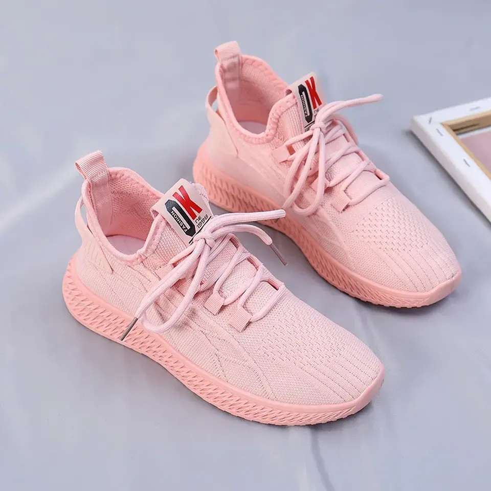 2026 Fashion Spring Female Sneakers Women Shoes Korean Mesh Yellow Ladies Shoes Woman Lace Up Red Black Casual Shoes Breathable 4
