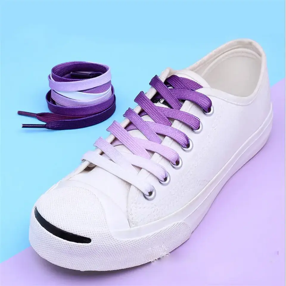 1 Pair Gradient Shoelaces Rainbow Laces Colorful Flat Shoelace for Sneaker Casual Canvas Shoe laces Boots Shoes Strings 120cm 7