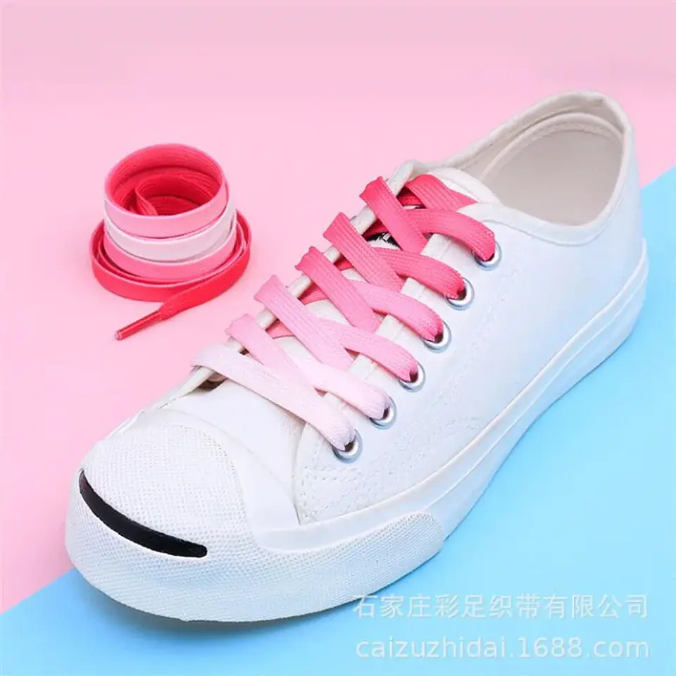 1 Pair Gradient Shoelaces Rainbow Laces Colorful Flat Shoelace for Sneaker Casual Canvas Shoe laces Boots Shoes Strings 120cm 8