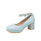 Pumps Spring and autumn fashion Round head Shallow mouth Flower Buckle Thick heel Women's shoes plus size 30-43 high 6cm - Miniatura 13