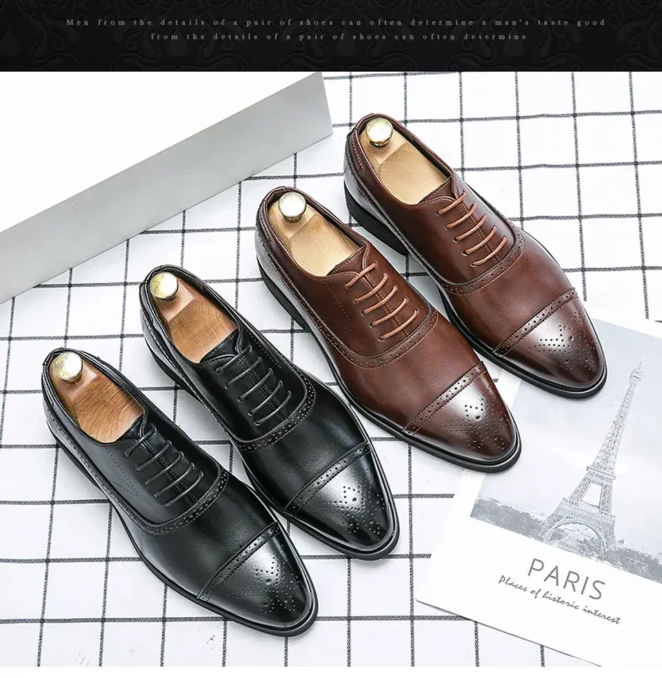 Men's Formal  Shoes Red Sole Fashion Business Casual Party Banquet Daily Retro Carved Lace-up Brogue Dress Wedding Shoes Size 48 12