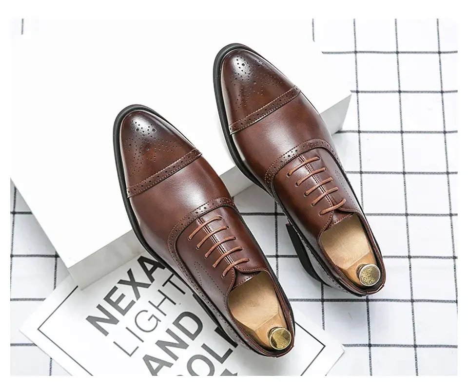 Men's Formal  Shoes Red Sole Fashion Business Casual Party Banquet Daily Retro Carved Lace-up Brogue Dress Wedding Shoes Size 48 13