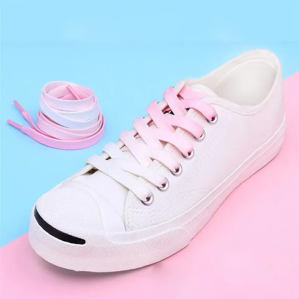1 Pair Gradient Shoelaces Rainbow Laces Colorful Flat Shoelace for Sneaker Casual Canvas Shoe laces Boots Shoes Strings 120cm 14