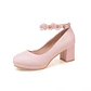 Pumps Spring and autumn fashion Round head Shallow mouth Flower Buckle Thick heel Women's shoes plus size 30-43 high 6cm - Miniatura 19
