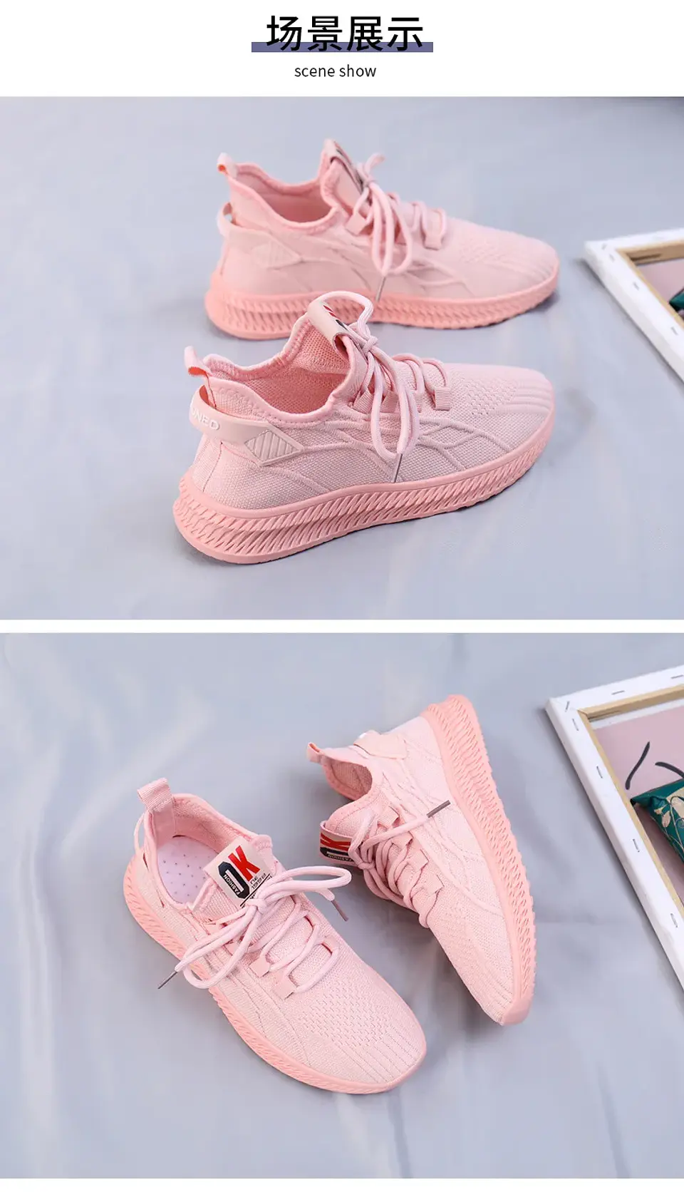 2026 Fashion Spring Female Sneakers Women Shoes Korean Mesh Yellow Ladies Shoes Woman Lace Up Red Black Casual Shoes Breathable 21