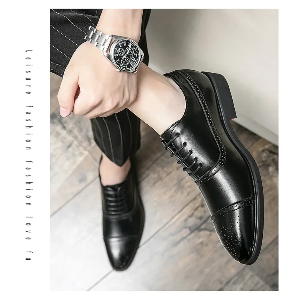 Men's Formal  Shoes Red Sole Fashion Business Casual Party Banquet Daily Retro Carved Lace-up Brogue Dress Wedding Shoes Size 48 22