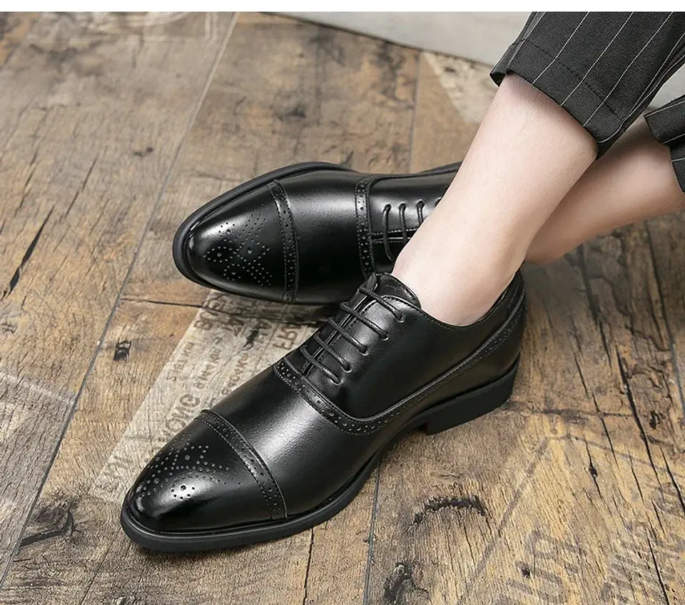 Men's Formal  Shoes Red Sole Fashion Business Casual Party Banquet Daily Retro Carved Lace-up Brogue Dress Wedding Shoes Size 48 25