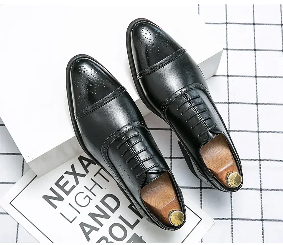 Men's Formal  Shoes Red Sole Fashion Business Casual Party Banquet Daily Retro Carved Lace-up Brogue Dress Wedding Shoes Size 48 26
