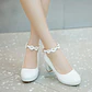 Pumps Spring and autumn fashion Round head Shallow mouth Flower Buckle Thick heel Women's shoes plus size 30-43 high 6cm - Miniatura 27