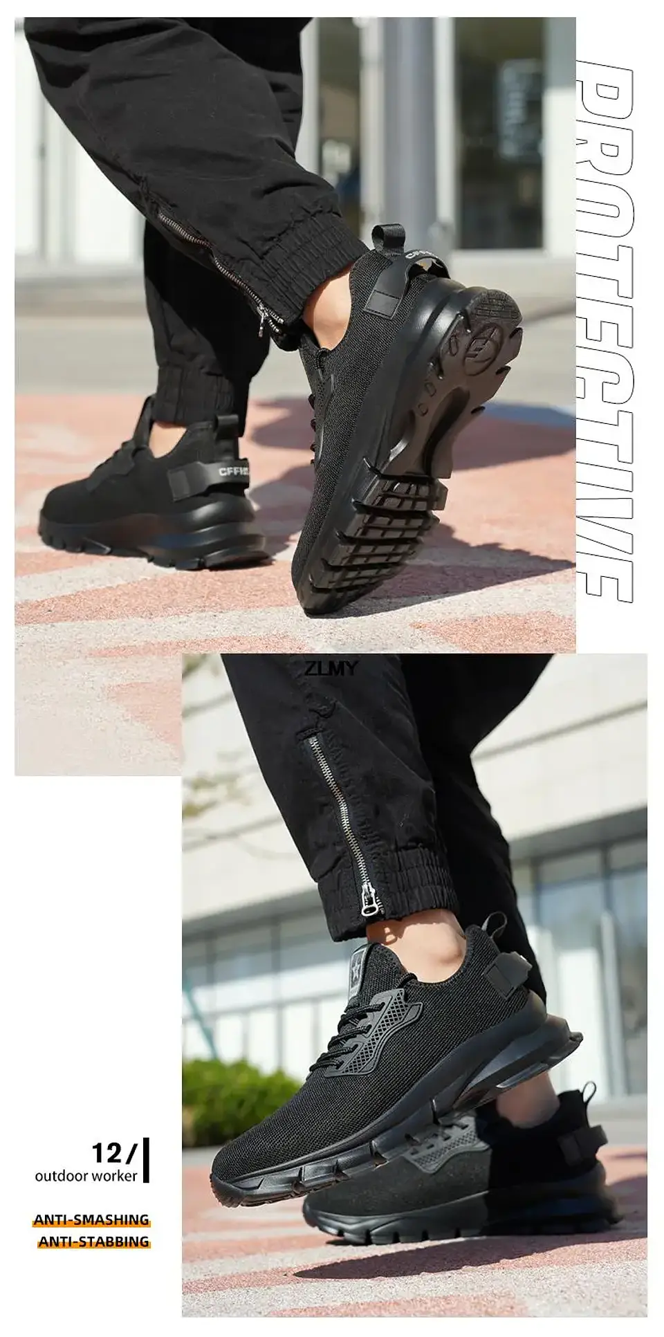 ZLMY NEW Safety Shoes Men Steel Toe Sneaker Lightweight Puncture Proof Safety Work Boots Man Breathable Working Shoes Anti-smash 23