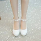 Pumps Spring and autumn fashion Round head Shallow mouth Flower Buckle Thick heel Women's shoes plus size 30-43 high 6cm - Miniatura 29