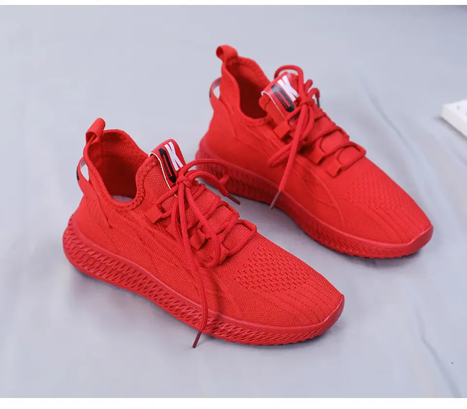 2026 Fashion Spring Female Sneakers Women Shoes Korean Mesh Yellow Ladies Shoes Woman Lace Up Red Black Casual Shoes Breathable 31