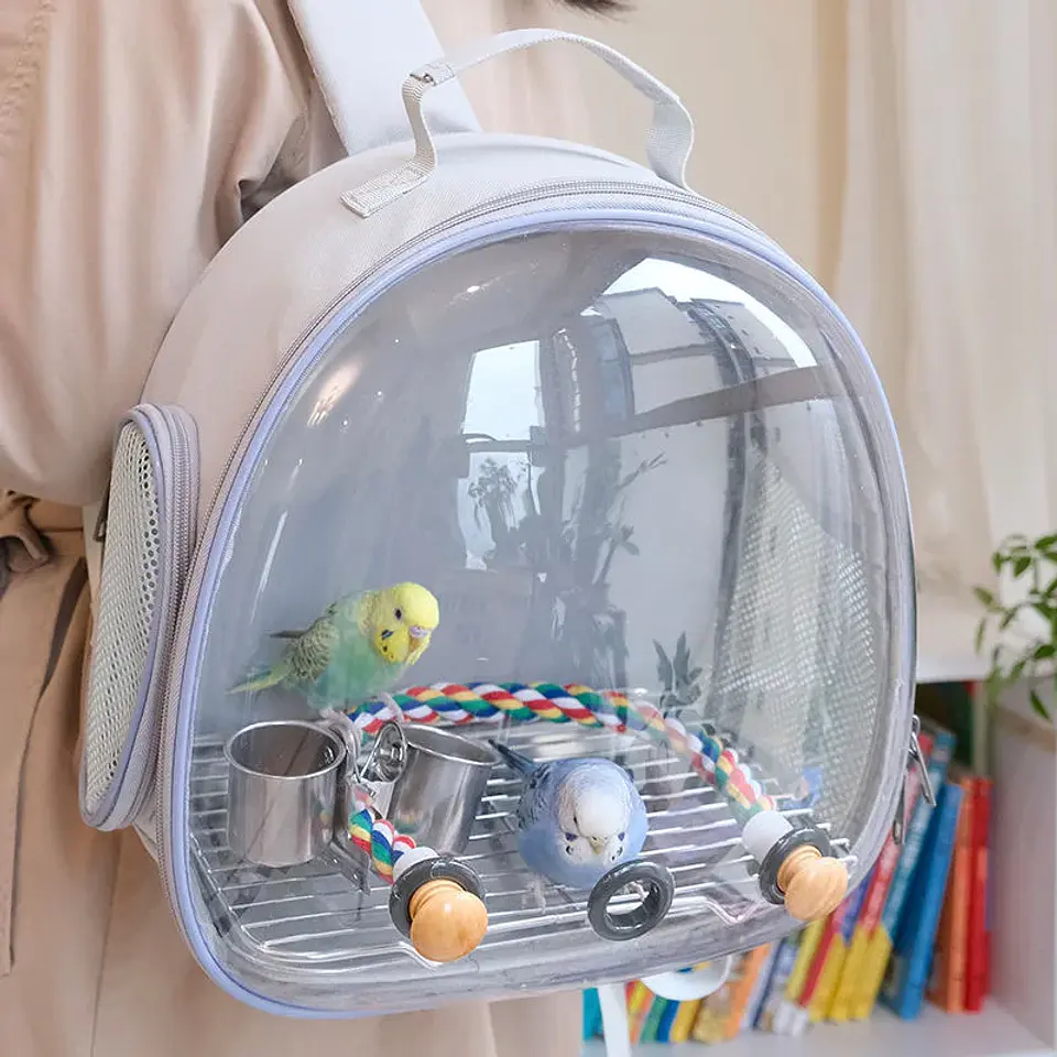 Bird Backpack Bird Carrier Travel Bag for Birds ParrotS Small Pet Acrylic Bubble Portable Bird Cage Outdoor Travel Hiking 2