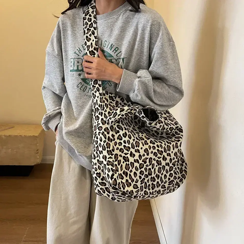 Leopard Design 2024 Korean Fashion Big Crossbody Bags for Women Travel Handbag Lady Shopper Shopping Shoulder Bag Bolsa Feminina 2