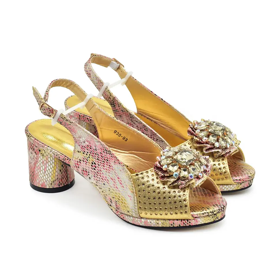 Italian Shoes and Bags Matching Set Decorated with Rhinestone Nigerian Heel Party for Women African Wedding Shoes with Bag 5
