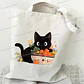 Life Is Better with Cats & Books Canvas Tote Bag Women Cute Cat Shopping Bags Student Literary Book Shoulder Bag Cartoon Handbag - Miniatura 6