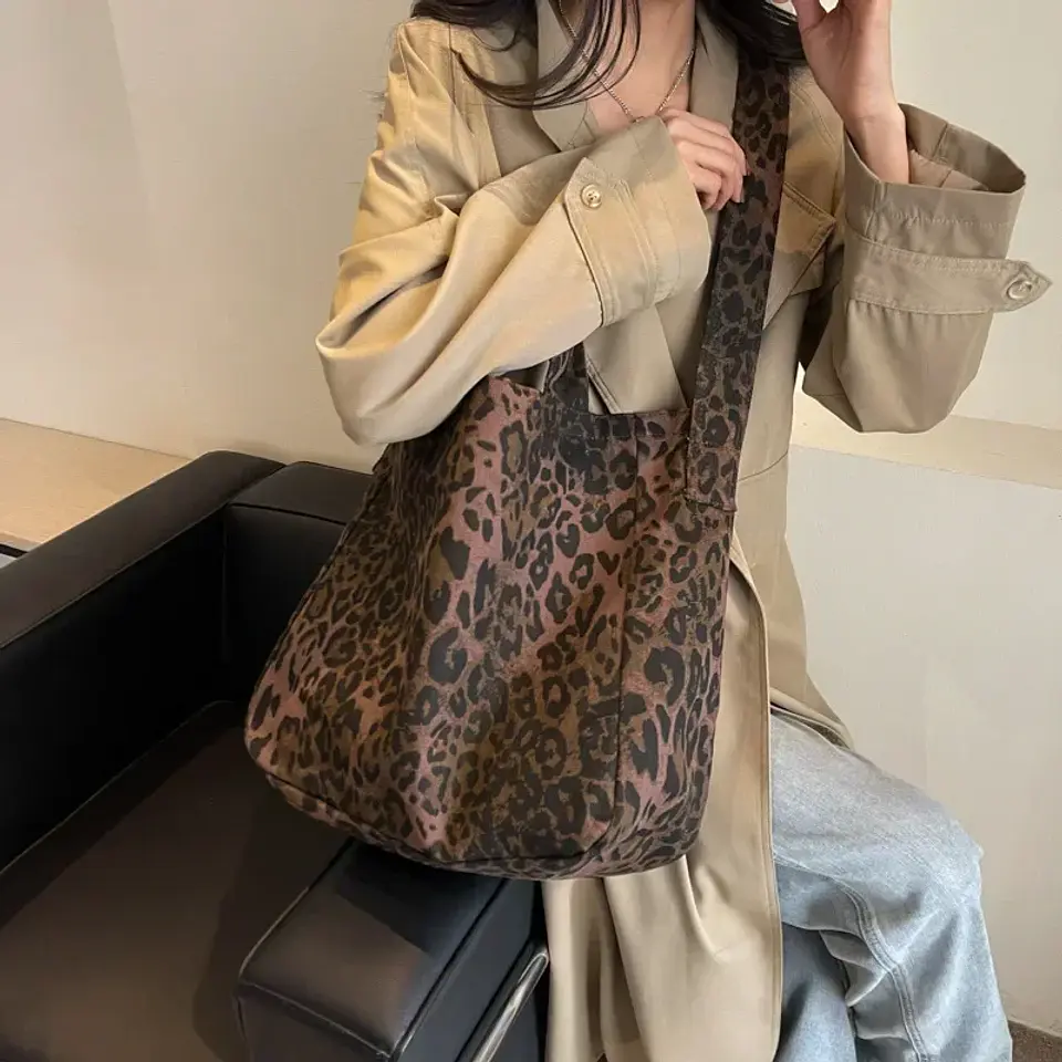 Leopard Design 2024 Korean Fashion Big Crossbody Bags for Women Travel Handbag Lady Shopper Shopping Shoulder Bag Bolsa Feminina 7