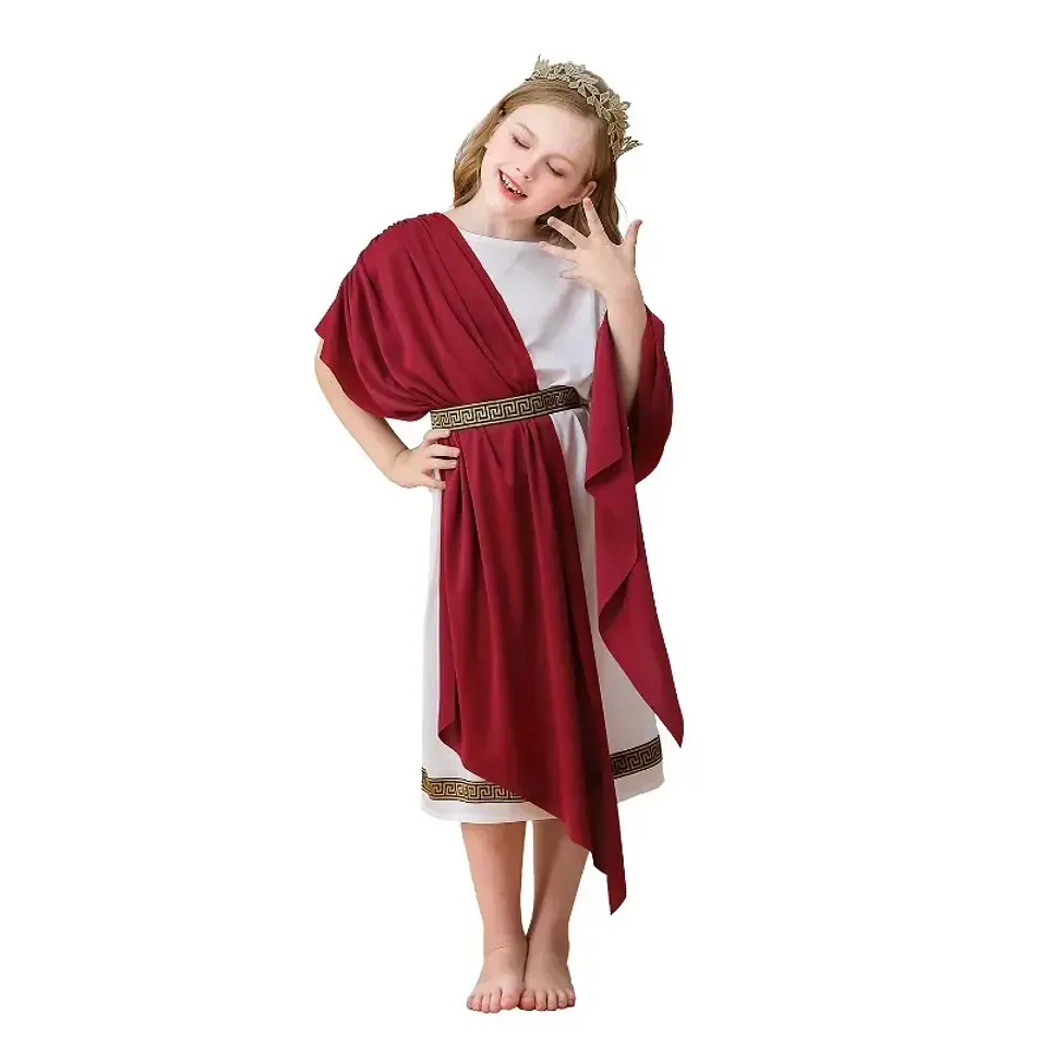 Greek Mythology Children's Clothing White Roman Toga Robe Neutral Role-playing Performance Costume 6