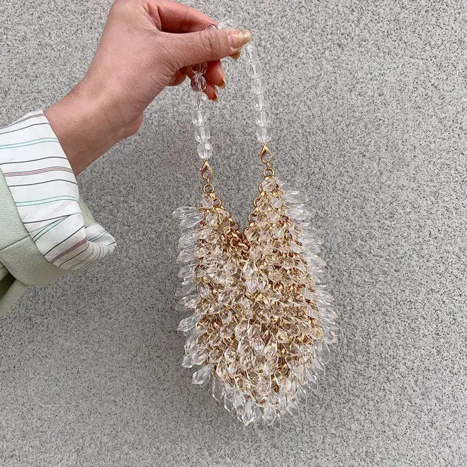 Beaded Handbag Sweet Bride's Handbag Fashion Dinner Bag Banquet Bag Women's Shoulder Bag 9