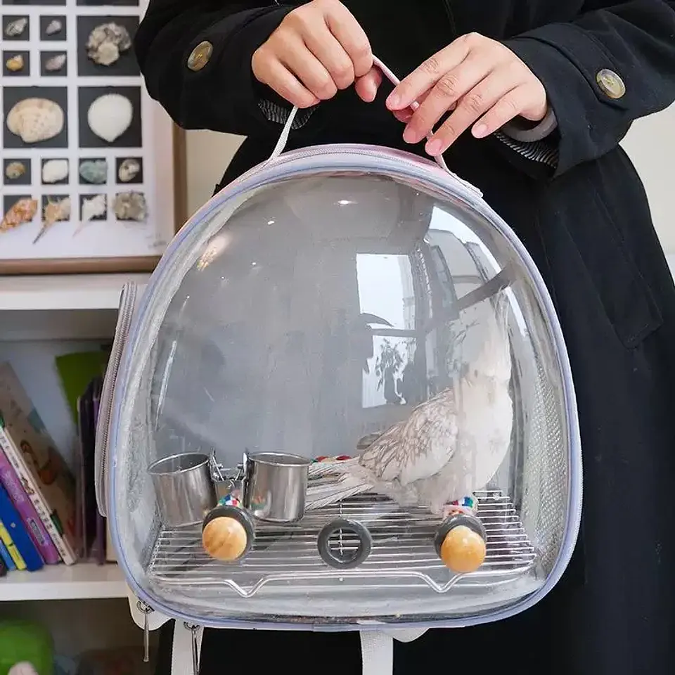 Bird Backpack Bird Carrier Travel Bag for Birds ParrotS Small Pet Acrylic Bubble Portable Bird Cage Outdoor Travel Hiking 12