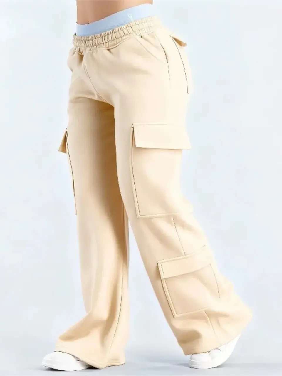 Ropa Mujer Fashion Solid Color Casual Pocket Versatile Pant Spring Temperament Commuting Loose Personality Sports Straight Pants 3