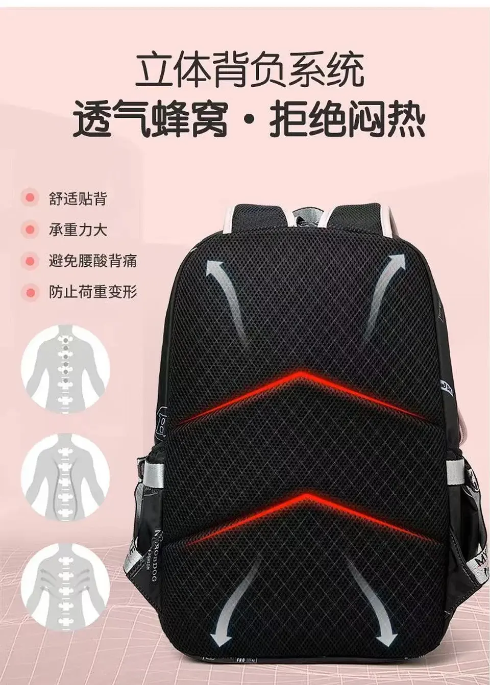 large school bags for teenage girls canvas schoolbag student book bag fashion black pink teen school backpack 17