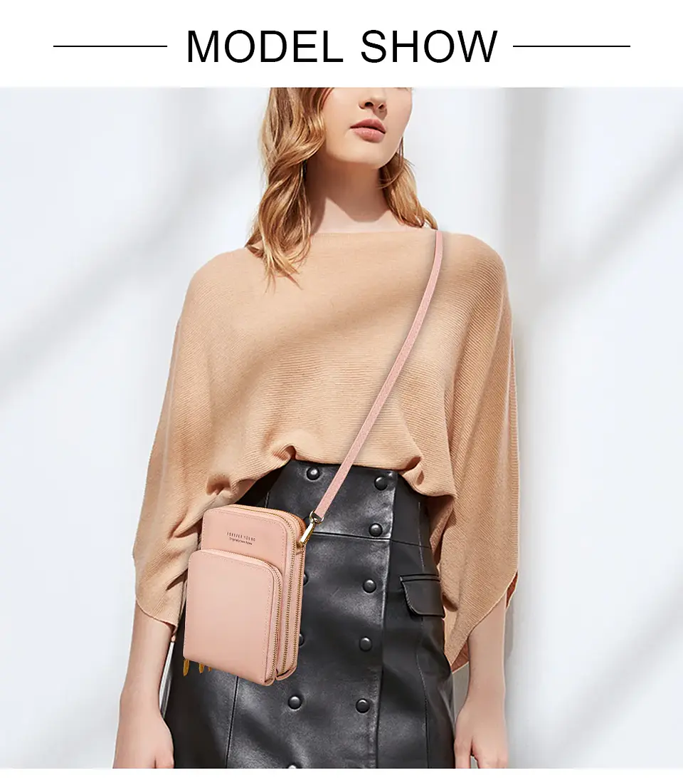 Buylor Summer PU Leather Crossbody Cell Phone Bag Women Mini Wallet Shoulder Card Holder Small Mobile Phone Pouch Messenger Bag 15