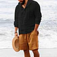 рубашка 2026 Men Shirts Hooded Solid Color Long Sleeve Tops Casual Buttons Cotton Linen Vintage Summer Beach Shirts - Miniatura 18