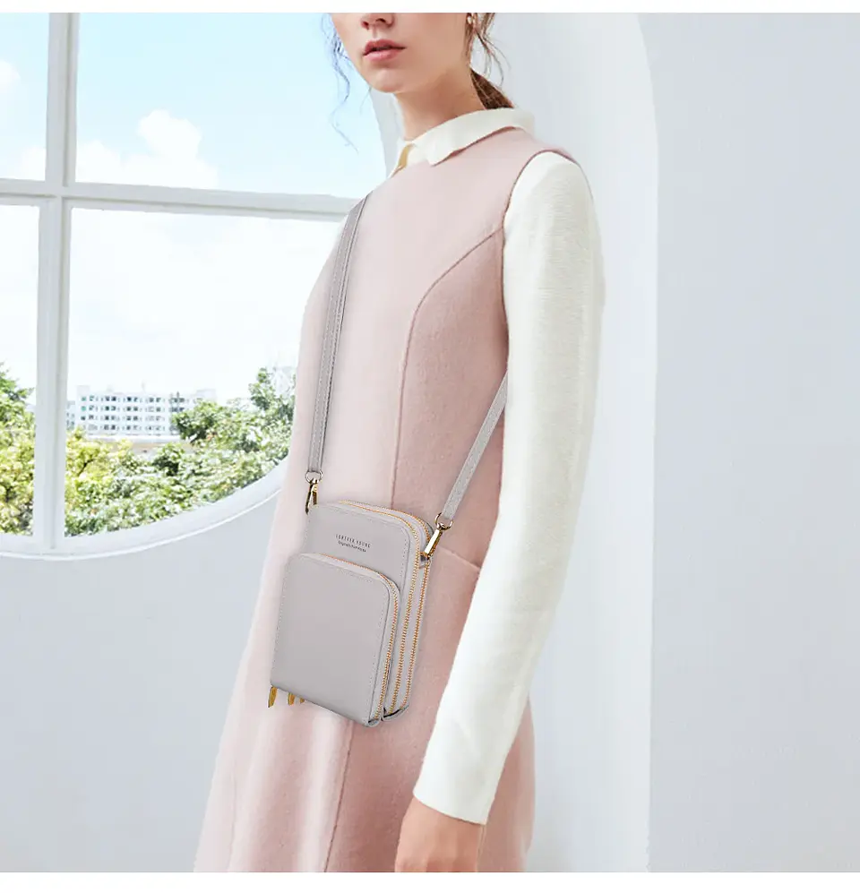 Buylor Summer PU Leather Crossbody Cell Phone Bag Women Mini Wallet Shoulder Card Holder Small Mobile Phone Pouch Messenger Bag 18