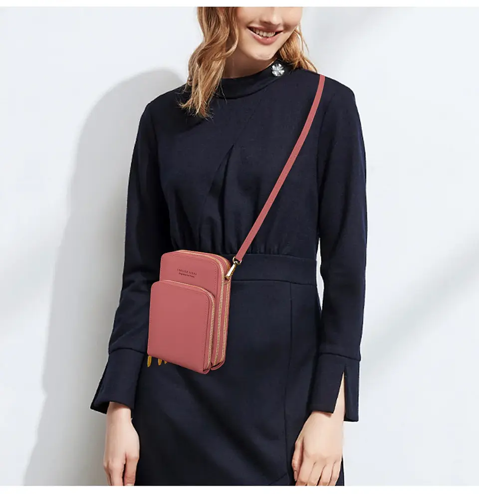 Buylor Summer PU Leather Crossbody Cell Phone Bag Women Mini Wallet Shoulder Card Holder Small Mobile Phone Pouch Messenger Bag 20