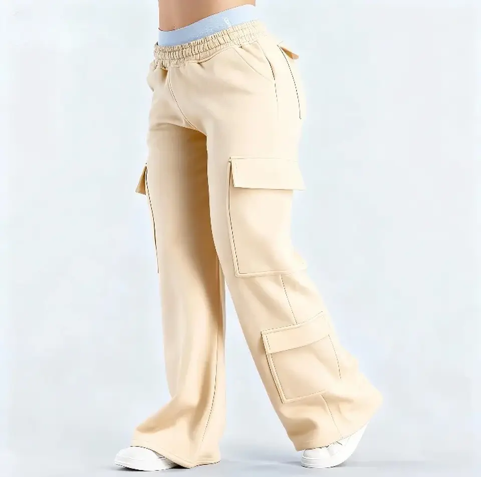Ropa Mujer Fashion Solid Color Casual Pocket Versatile Pant Spring Temperament Commuting Loose Personality Sports Straight Pants 16