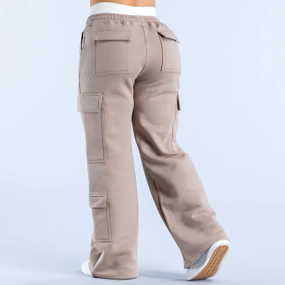 Ropa Mujer Fashion Solid Color Casual Pocket Versatile Pant Spring Temperament Commuting Loose Personality Sports Straight Pants 17
