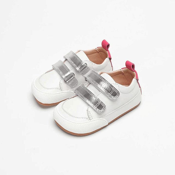 Zapatillas de Cuero MERAKI SILVER/FUCHSIA 1