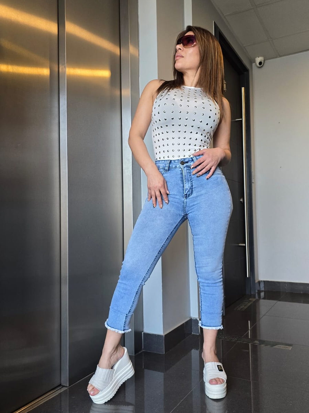 SKINNY CON FLECOS NUEVA COLECCIÓN GRIS-CELESTE 1