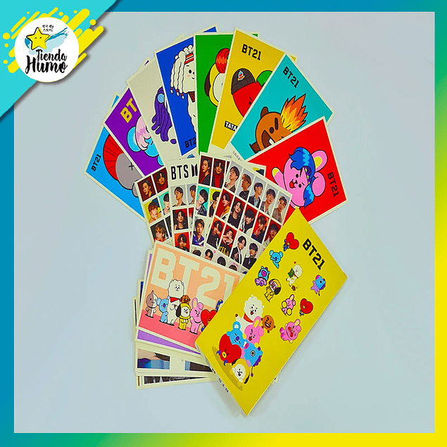 SET DE POSTALES + STICKER BT21