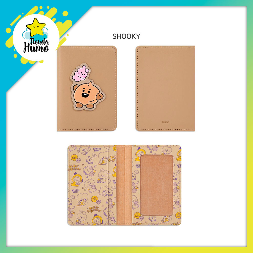 BT21 OFFICIAL - LEATHER PATCH CARD CASE [LITTLE BUDDY]