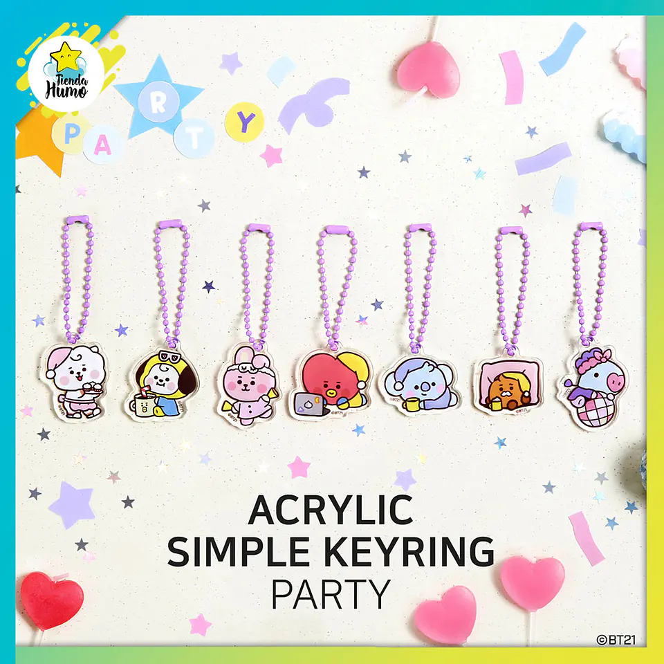 BT21 OFFICIAL - ACRYLIC SIMPLE KEYRING (PARTY) 1