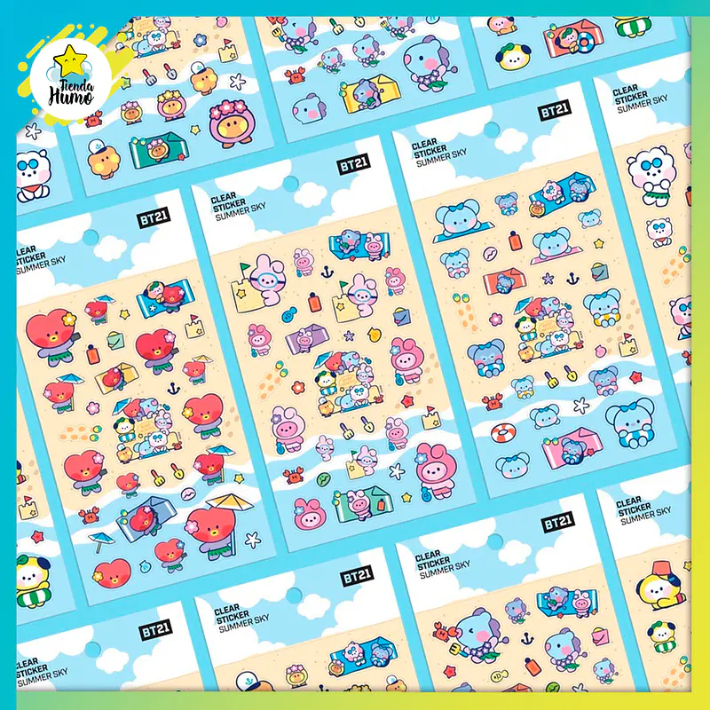 BT21 OFFICIAL - CLEAR STICKER (SUMMER SKY) 1