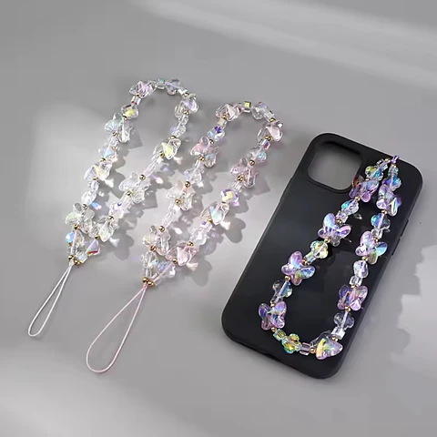HAND STRAP CELULAR TRANSPARENTE "BUTTERFLY"