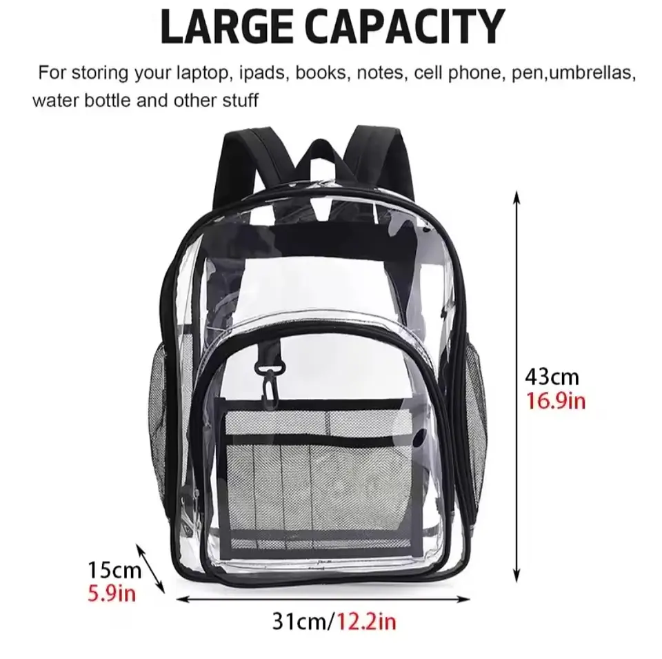 MOCHILA TRANSPARENTE TAMAÑO GRANDE 2 3