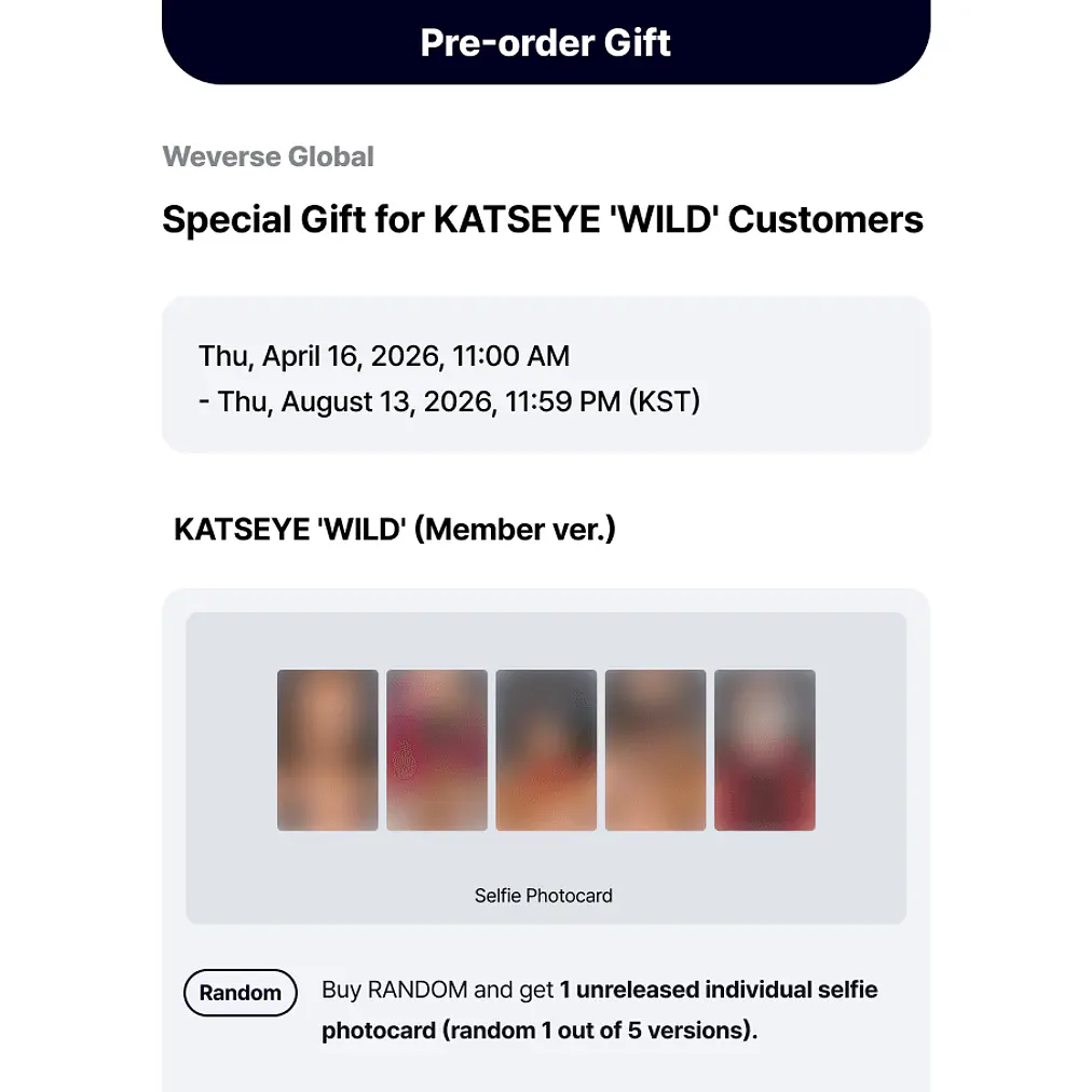 [PRE-VENTA WEVERSE SHOP] KATSEYE - WILD (MEMBER VER.) 2