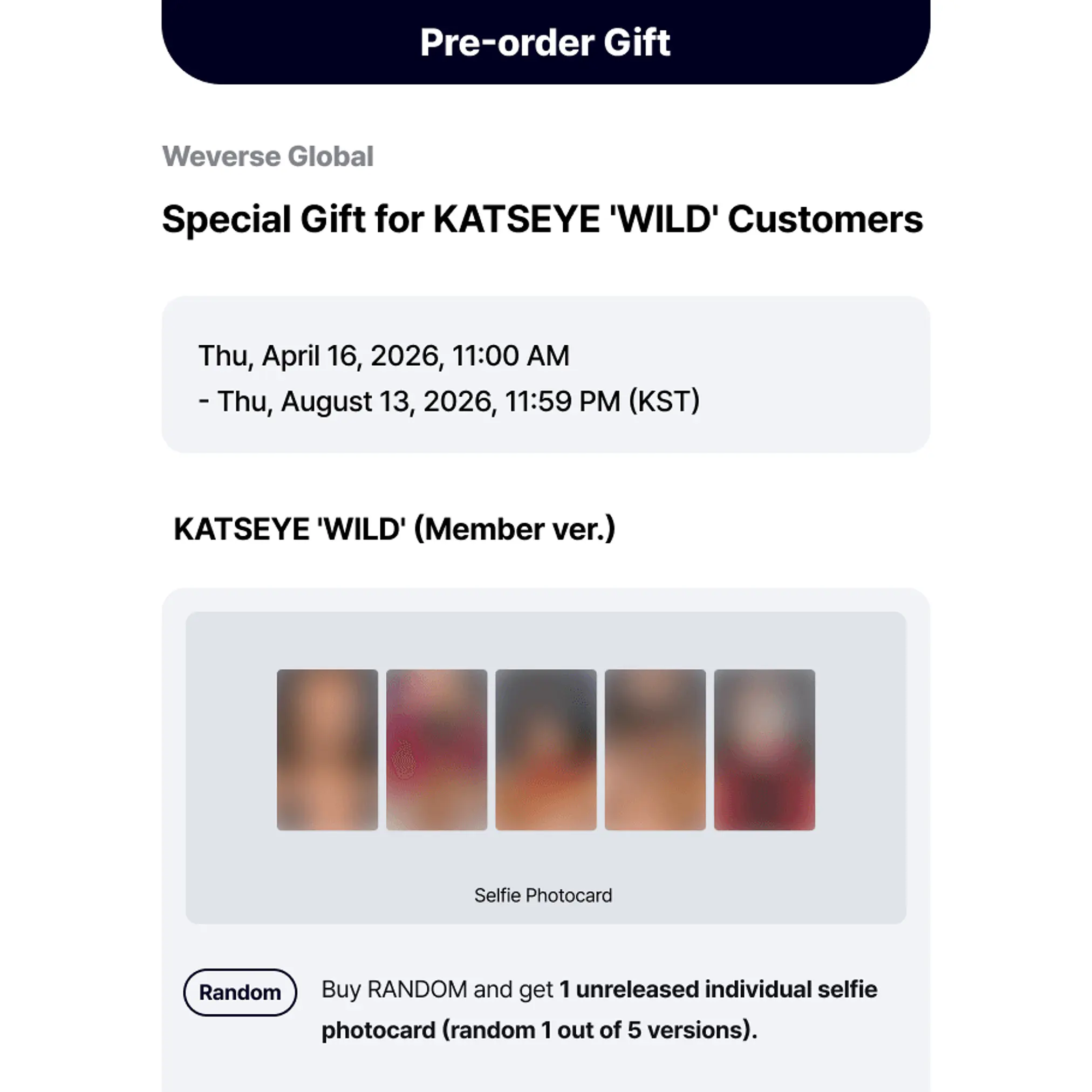 [PRE-VENTA WEVERSE SHOP] KATSEYE - WILD (MEMBER VER.) 2