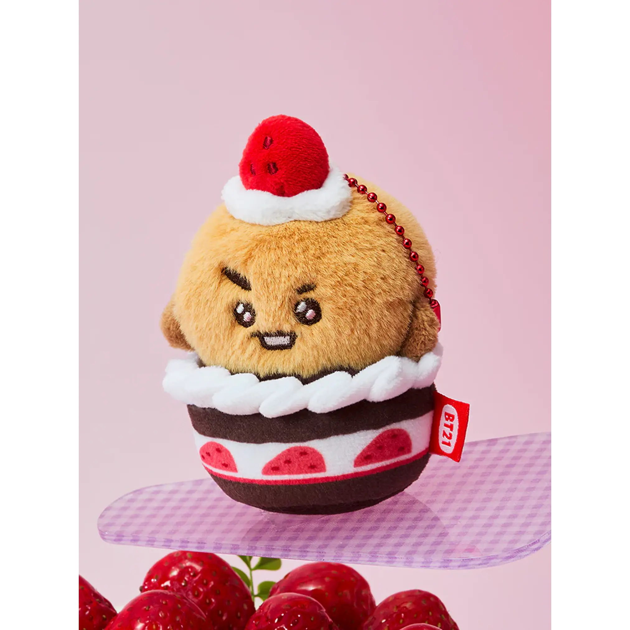 BT21 - STRAWBERRY TART PLUSH KEYRING 5