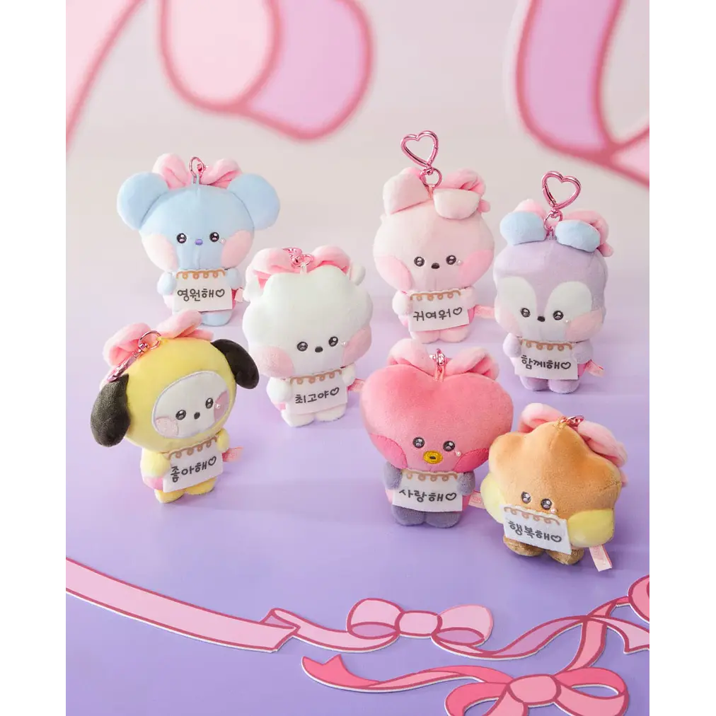 BT21 - MININI I LOVE YOU MESSAGE BOOK PLUSH KEYRING RIBBONED U 1