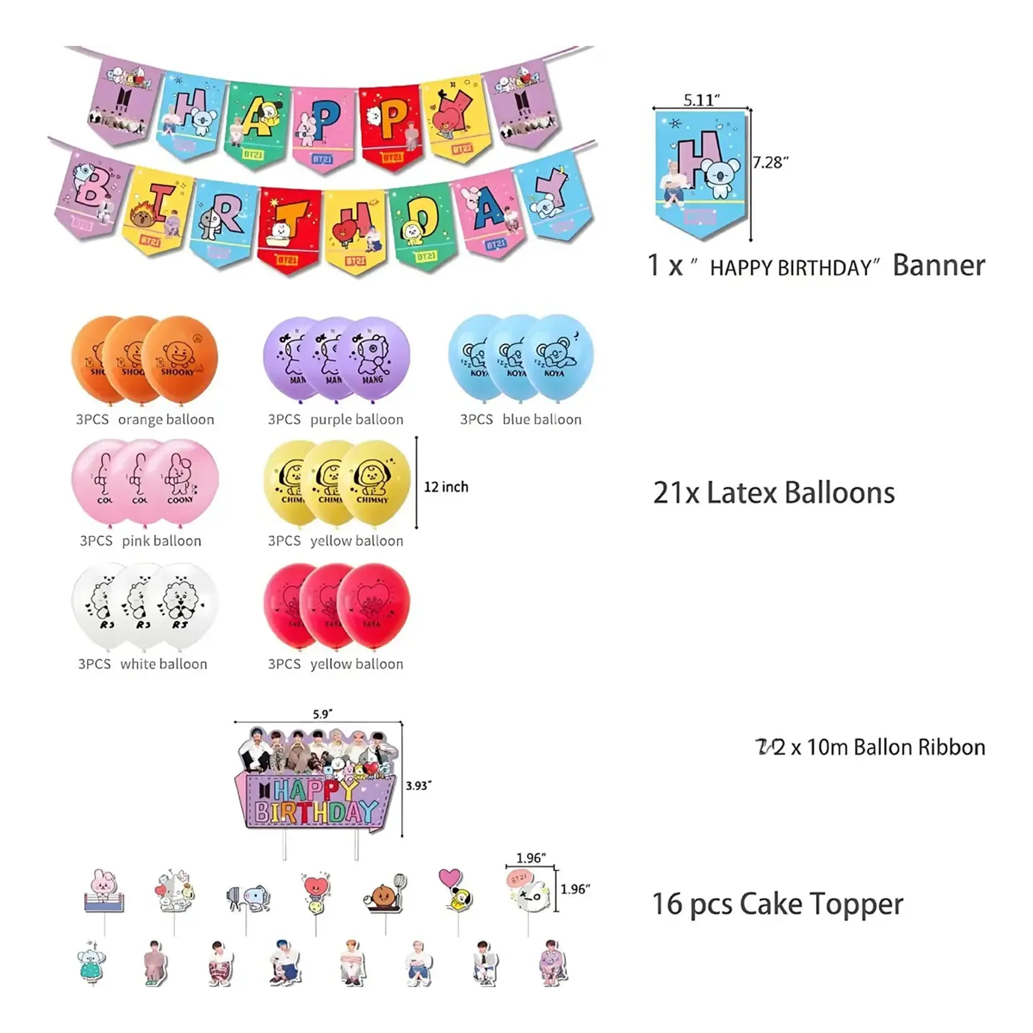 COTILLÓN BT21 - HAPPY BIRTHDAY 2