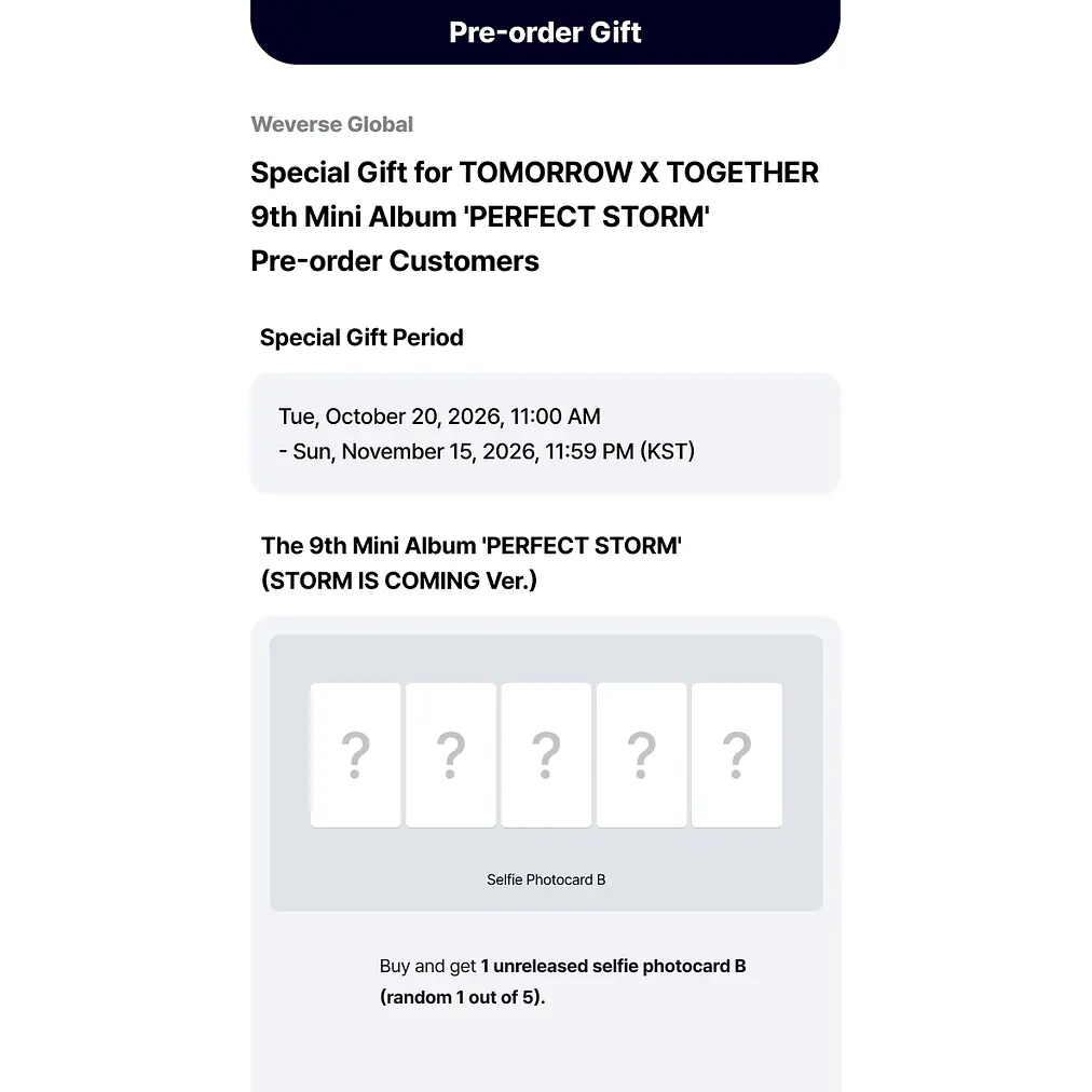 [PRE-VENTA WEVERSE SHOP] TOMORROW X TOGETHER - PERFECT STORM (STORM IS COMING VER.) 2